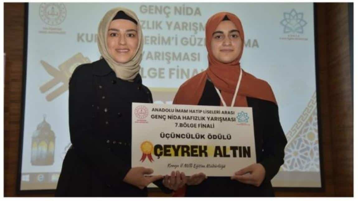 Konya'da düzenlenen Genç Nida Hafızlık Bölge Yarışmalarında  Öğrencimiz Bölge Üçüncüsü oldu